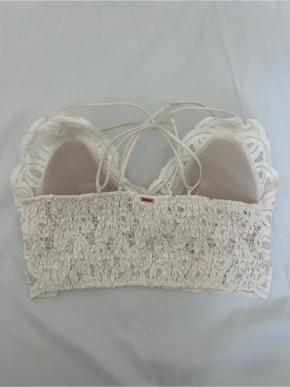 NTW PINK Victoria’s Secret Cream Lace Strappy Bralette Coquette / Size M - Picture 2 of 7